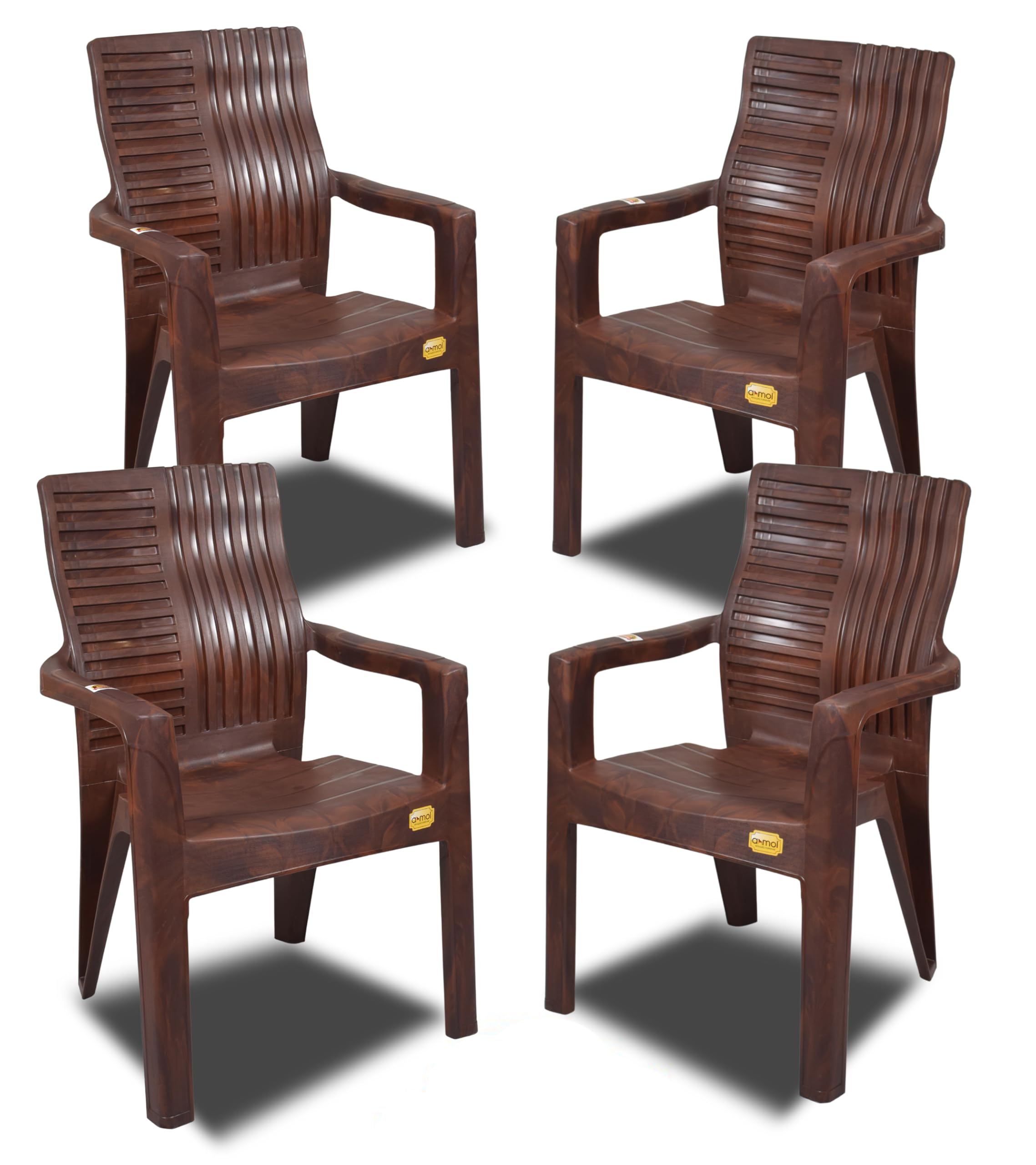 Anmol Heavy Duty High Back Chair | Titanium Classic Plastic Chair with Armrest | Strong & Comfortable Chair for Home, Office, Restaurant & Garden (Pack of 4)-image-33