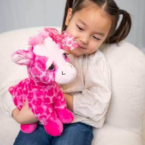 Miniatura 5 de The Petting Zoo Peluche de jirafa rosa, animales del zoológico de Lash'z, juguete de peluche de jirafa de 12 pulgadas