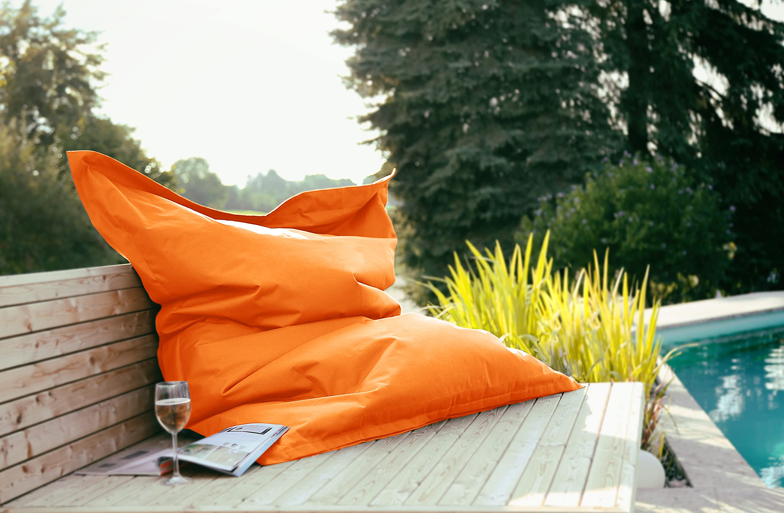 Kinzler S-10026/09 XXL Riesensitzsack, 140x180 cm, Sitzsack Outdoor Indoor, in vielen verschiedenen Farben, mit Innensack, orange