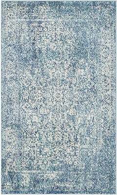 SAFAVIEH Evoke Collection 3' x 5' Blue/Ivory EVK256C Oriental Distressed Non-Shedding Living Room Bedroom Accent Rug