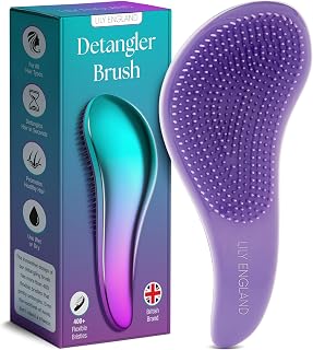 Lily England Ombre Detangler Brush for Curly Thick Straight Natural Hair - Gentle Flexible Bristles Wet Dry for Women Kids Toddlers