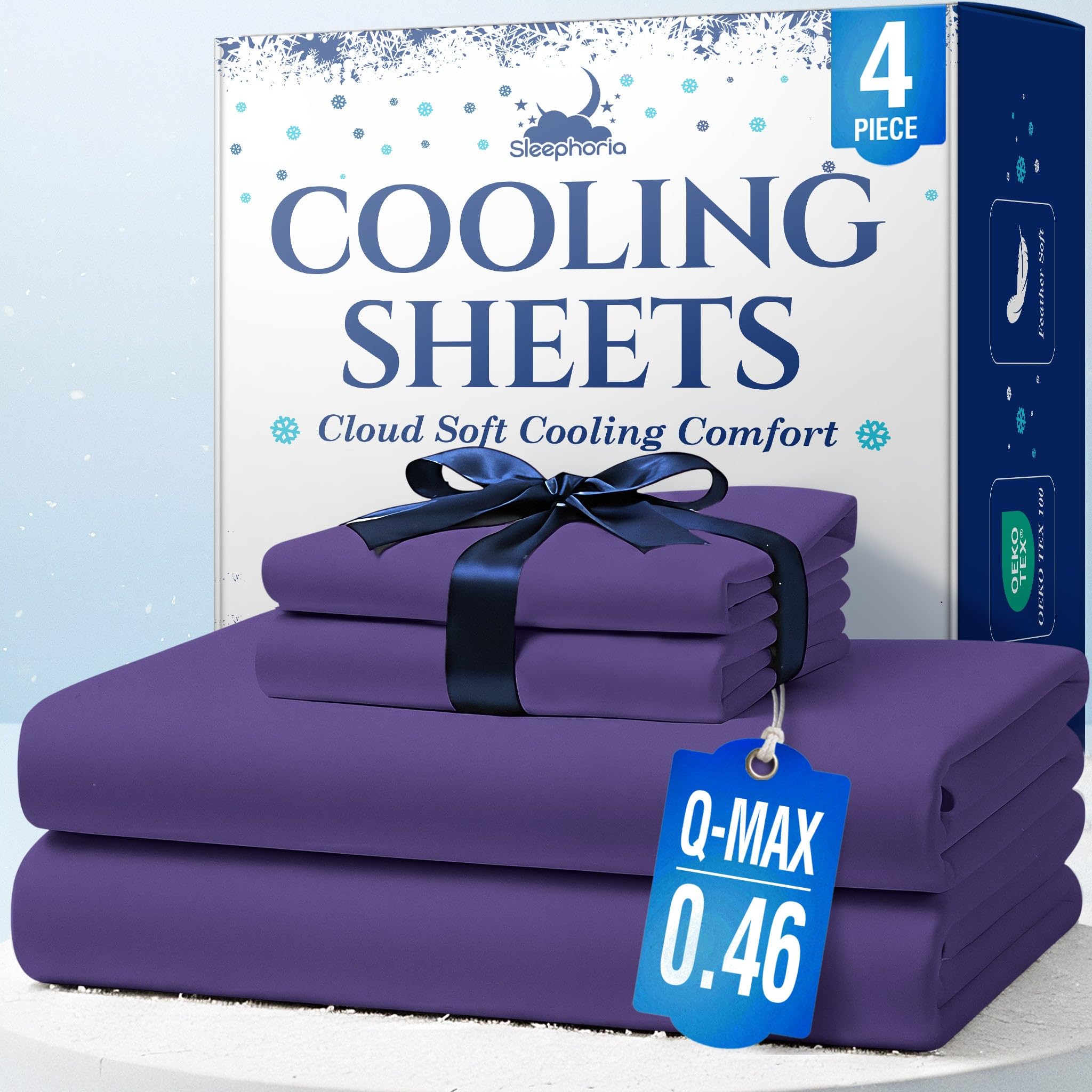Cooling Sheets - BreezeWeave 4 PC Queen Size Cooling Bed Sheets for Hot Sleepers Deep Cool Rest -
