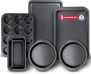 Bakken Swiss 6-Piece Non-Stick Carbon Steel Bakeware Set - PFOA PFOS PTFE Free Oven Safe Baking Pans