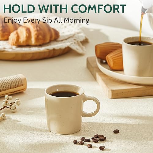 Vista 20 de Sweese Juego de 4 tazas de café expreso de porcelana de 3.5 onzas, tazas de café, tazas demitasse, color blanco