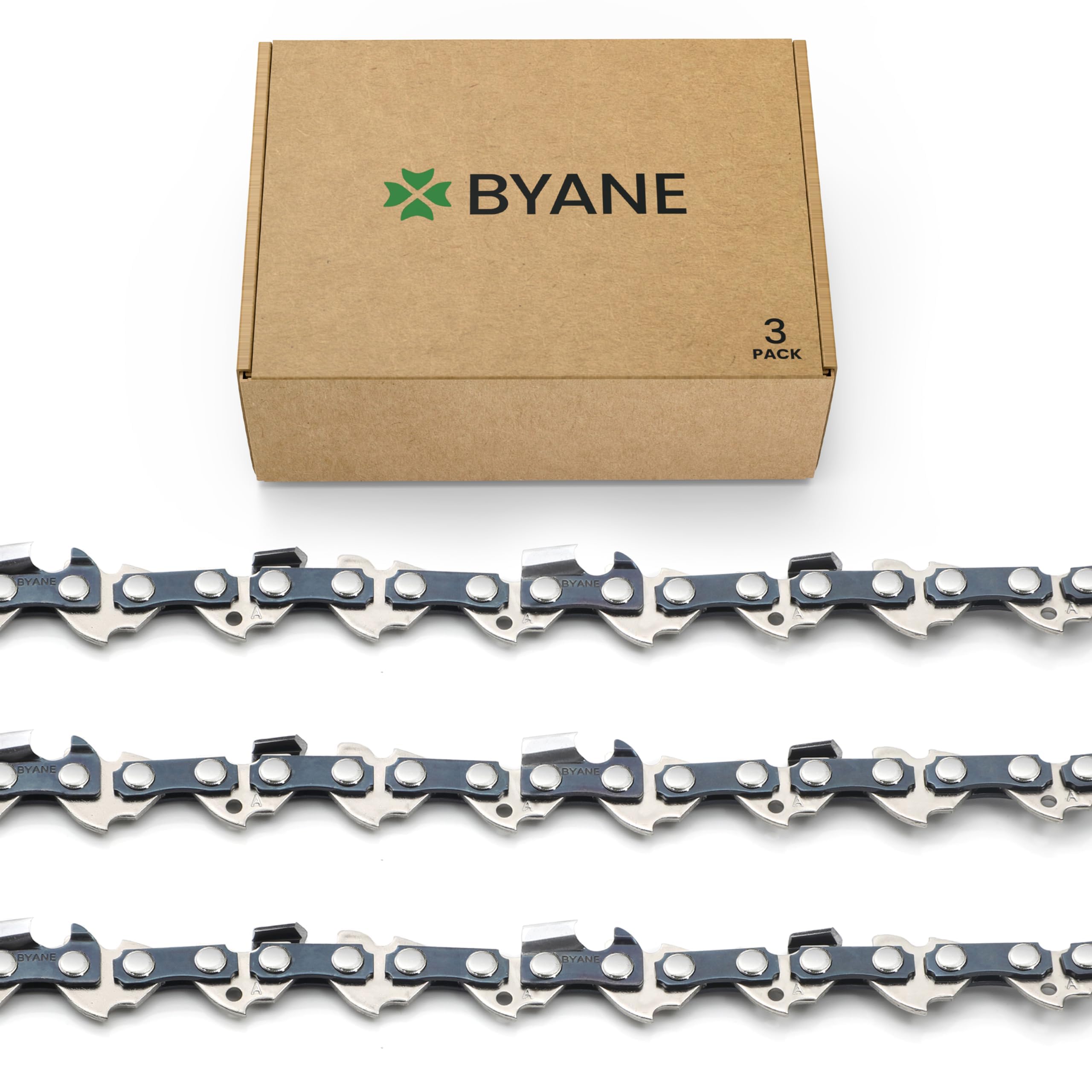 Byane 3-Pack Chainsaw Chains 12 Inch (30 cm) .3/8" LP Pitch, .043" Gauge, 44 DL Drive Links. Compatible with Stihl MS170, MS171, MS192, MS192T, MSE140, MSE170