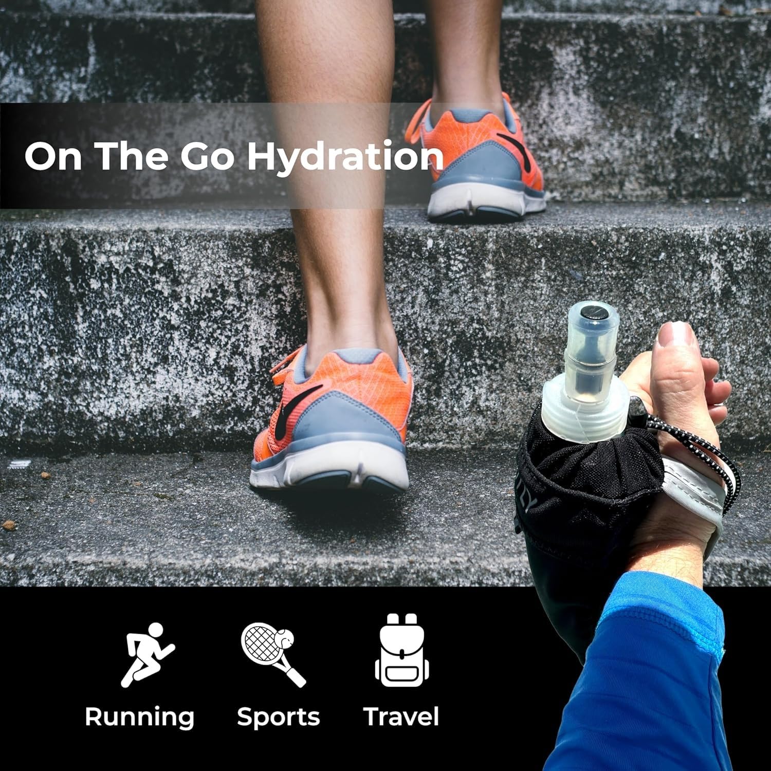 FITLY Running Handheld Water Bottle 12 oz Soft Flask, Hand Water Bottle for Runners Hiking, Skiing & Outdoor Activity - Image 4