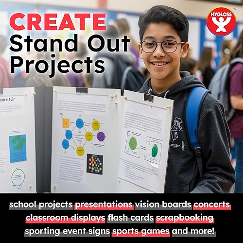 Miniatura 28 de Hygloss Tablero grande de póster de 22 x 28 pulgadas, 100 tableros de póster de colores neón surtidos a granel, 10 puntos de grosor, papel de póster