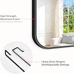 Leyden Over The Door Mirror, 48''x14'' Full Length Mirror Rectangular Wall Mounted Mirror Black Frame Mirror Hanging Behind the Door for Home Decoration, Bedroom,Living Room