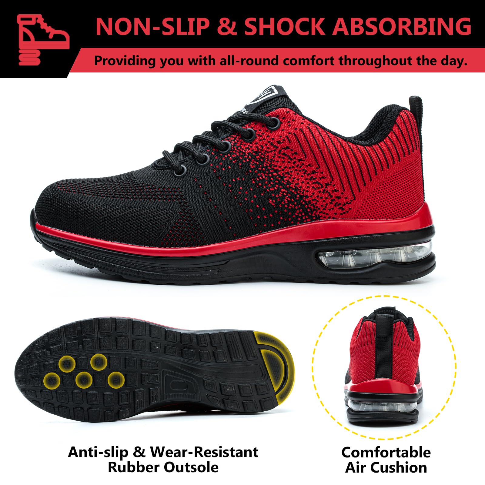 Baofular Scarpe Antinfortunistiche Uomo Donna Leggere Scarpe da Lavoro Comode Scarpe Sicurezza Antiscivolo Traspiranti