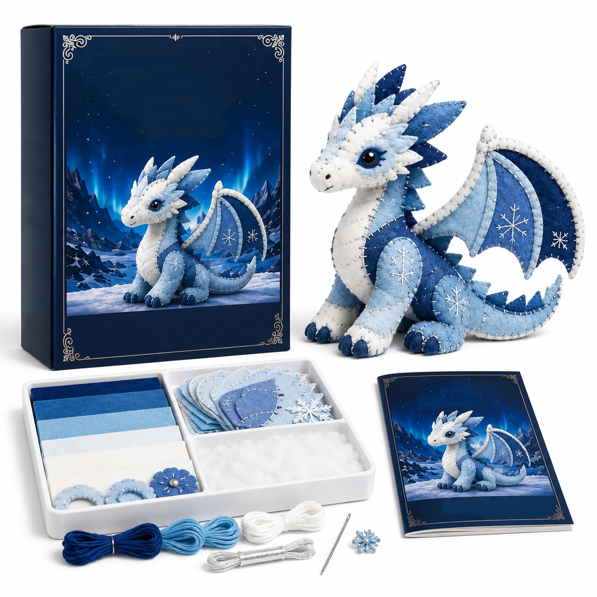 Arctic Winter Guardians DIY Patchwork Kit, 3D Stuffed Animals Mythical Creature, Felt Animal Sewing Kit for Beginners, Pre-Cut Handmade Craft Kit for Home Decor & Creative Gift (*F) โ image 1