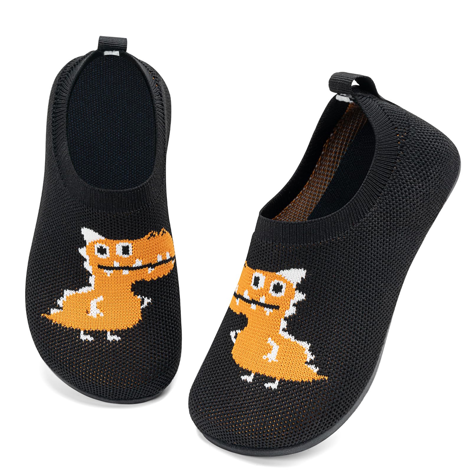 Sosenfer Slippers for Children, Boys and Girls, Non-Slip, Lightweight Slippers for Toddlers, Unisex Slipper Socks 32 EU 1225 Orange Dinosaurs