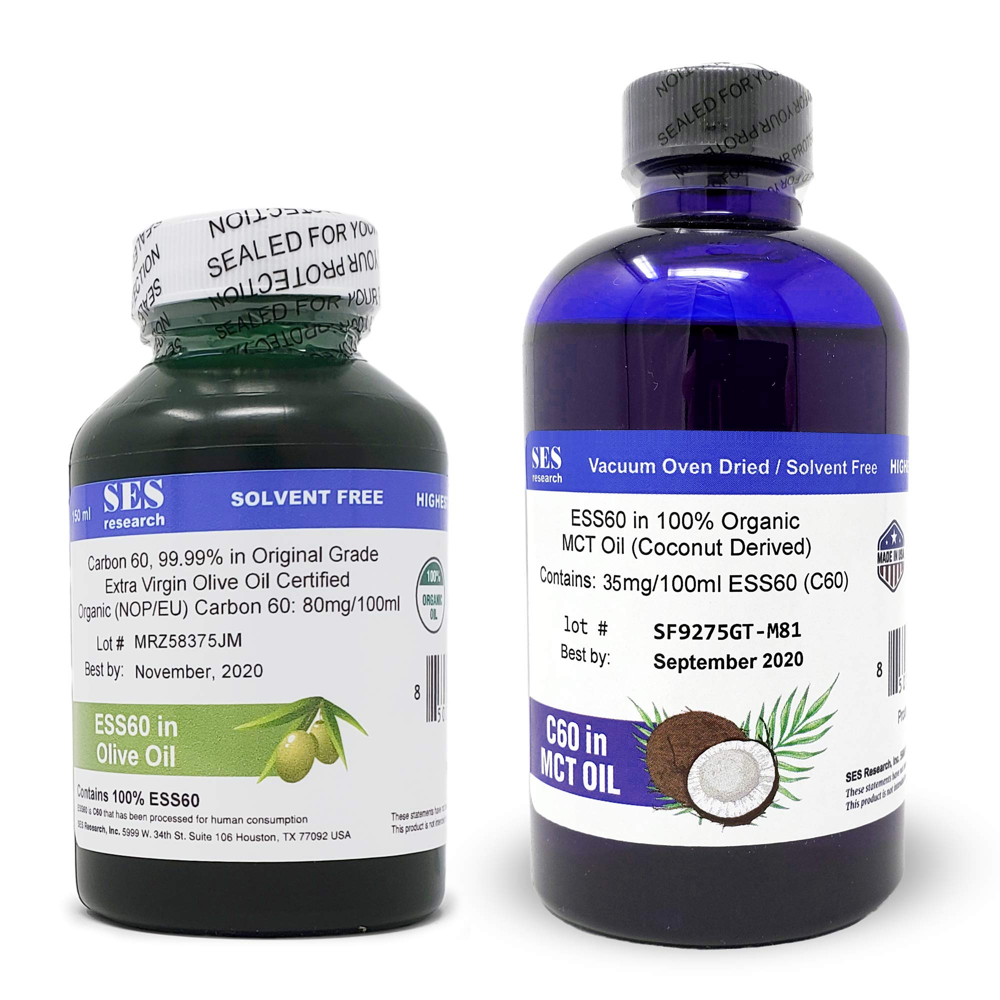 SES Research Combo of C60 - Super Antioxidant Olive Oil and 100% Organic Coconut Derived MCT Oil - 150ml