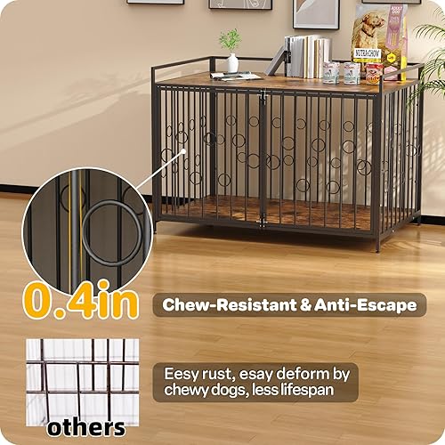 Miniatura 2 de Furniture Style - Jaula para perros grandes, 48 pulgadas, resistente a prueba de escapes, con 4 cierres de seguridad, casa decorativa de madera