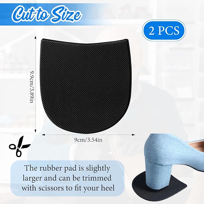 Vin Beauty Shoe Repair Rubber Heel Replacement, Boot Heel Replacement Repair Heels Anti-Slip Heels Pads 5/32 Inch (4mm) Thick, 1 Pair Black