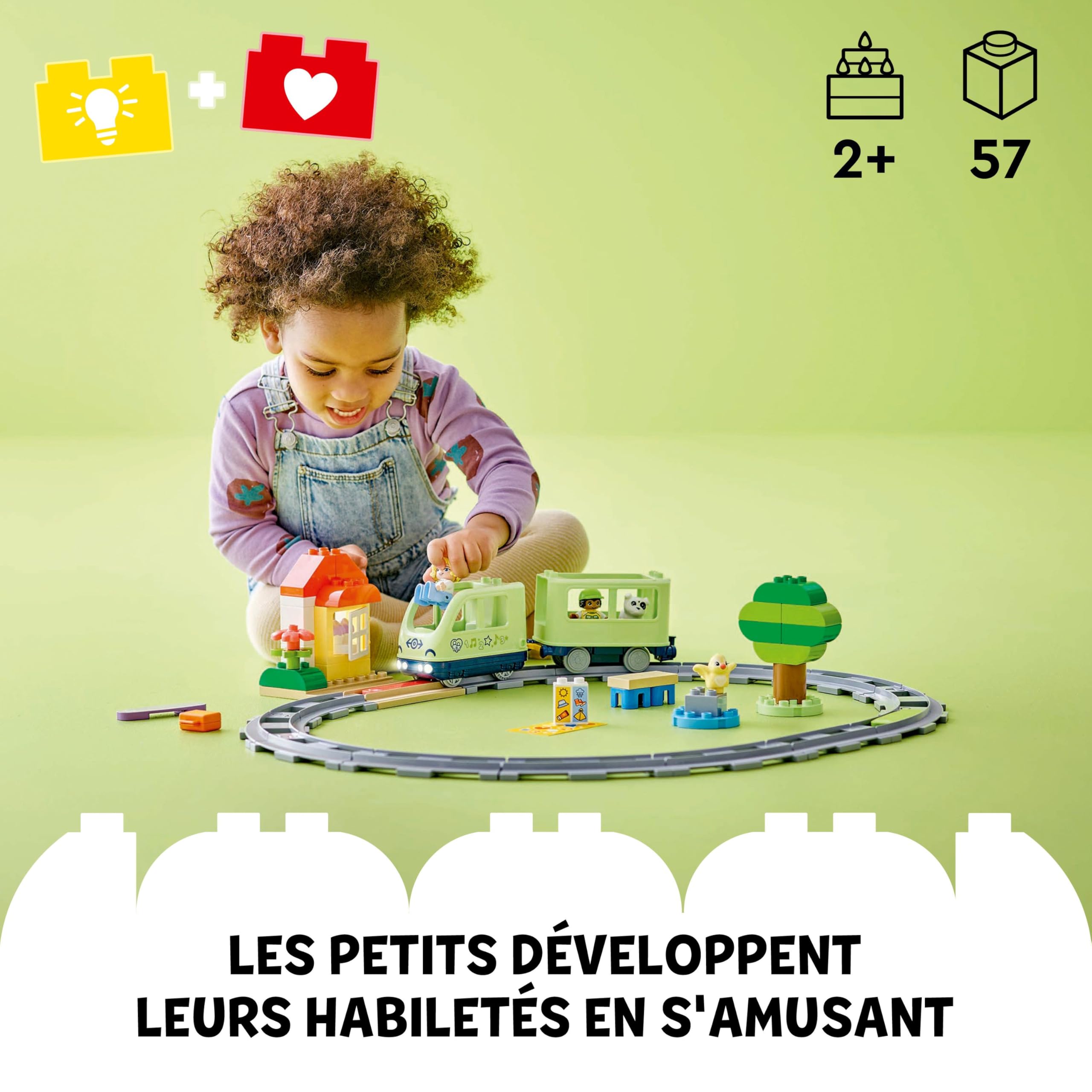 LEGO Duplo Le Train d’Aventures Interactif - Jouet Éducatif 1er Âge - 14 Rails, Briques d'action avec Sons & Lumières et 4 Figurines - Motricité - Cadeau Original pour Fille ou Garçon dès 2 Ans 10427