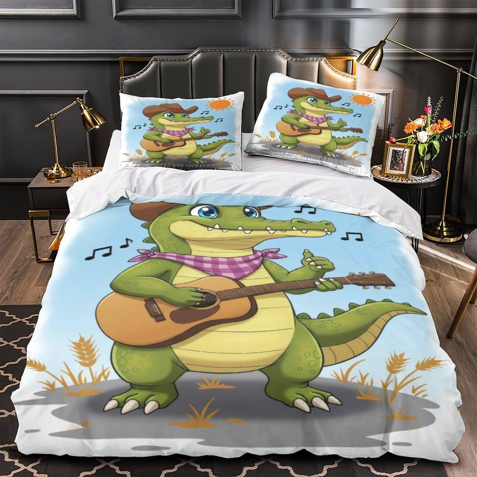 Housse de couette crocodile en microfibre douce entretien facile