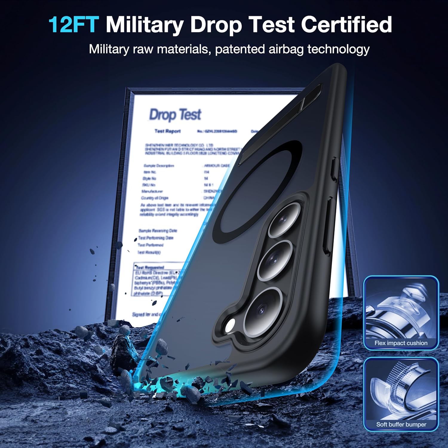 for Samsung Galaxy S23 Case with MagSafe [Invisible Kickstand] [Charge While Standing] [Military Shockproof] Translucent Matte Soft Silicone Bumper for S23 Phone Case Slim, Black - Image 7