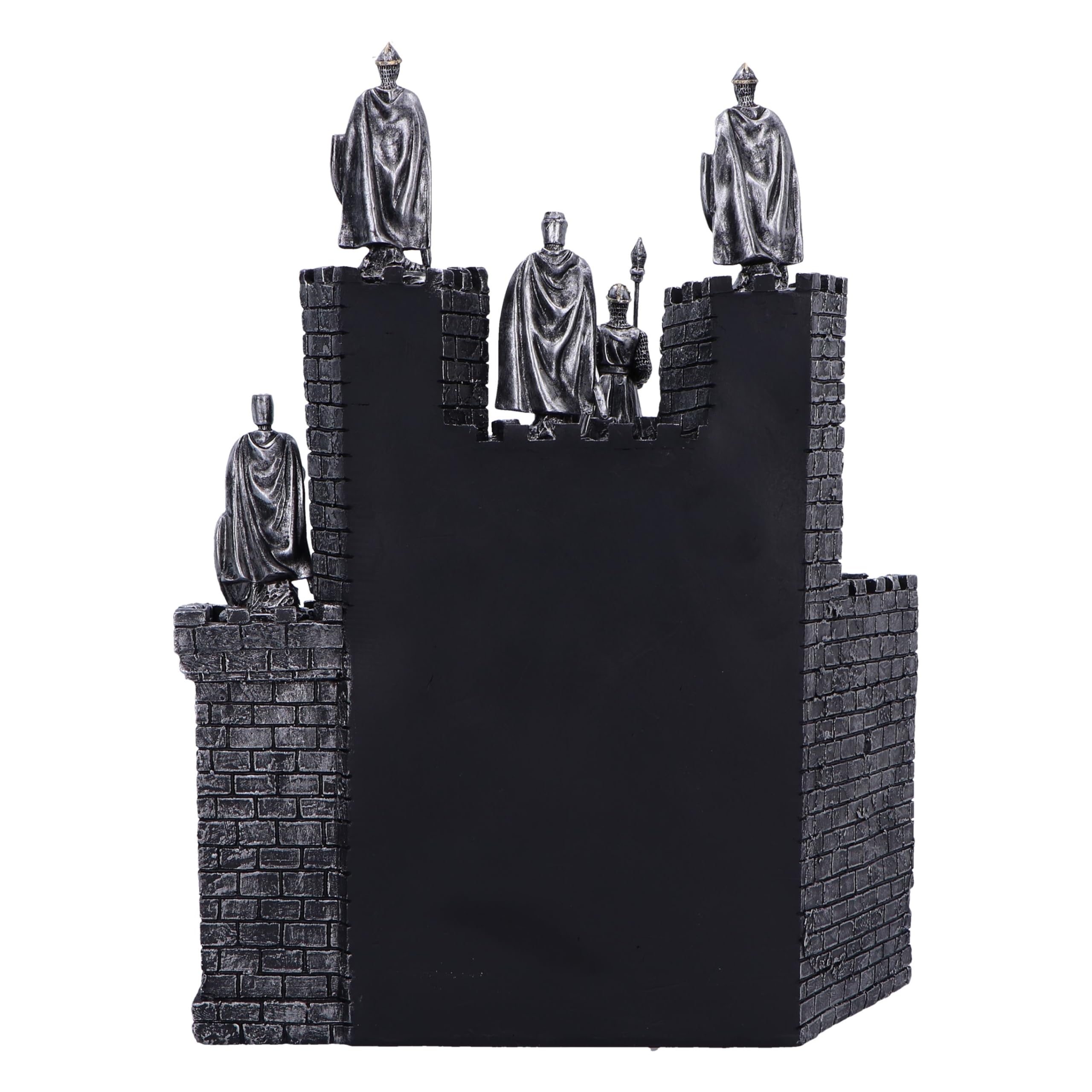 Nemesis Now Présentoir Chevaliers de la Tour avec 48 Figurines Château médiéval en résine argentée Peint à la Main 25 cm