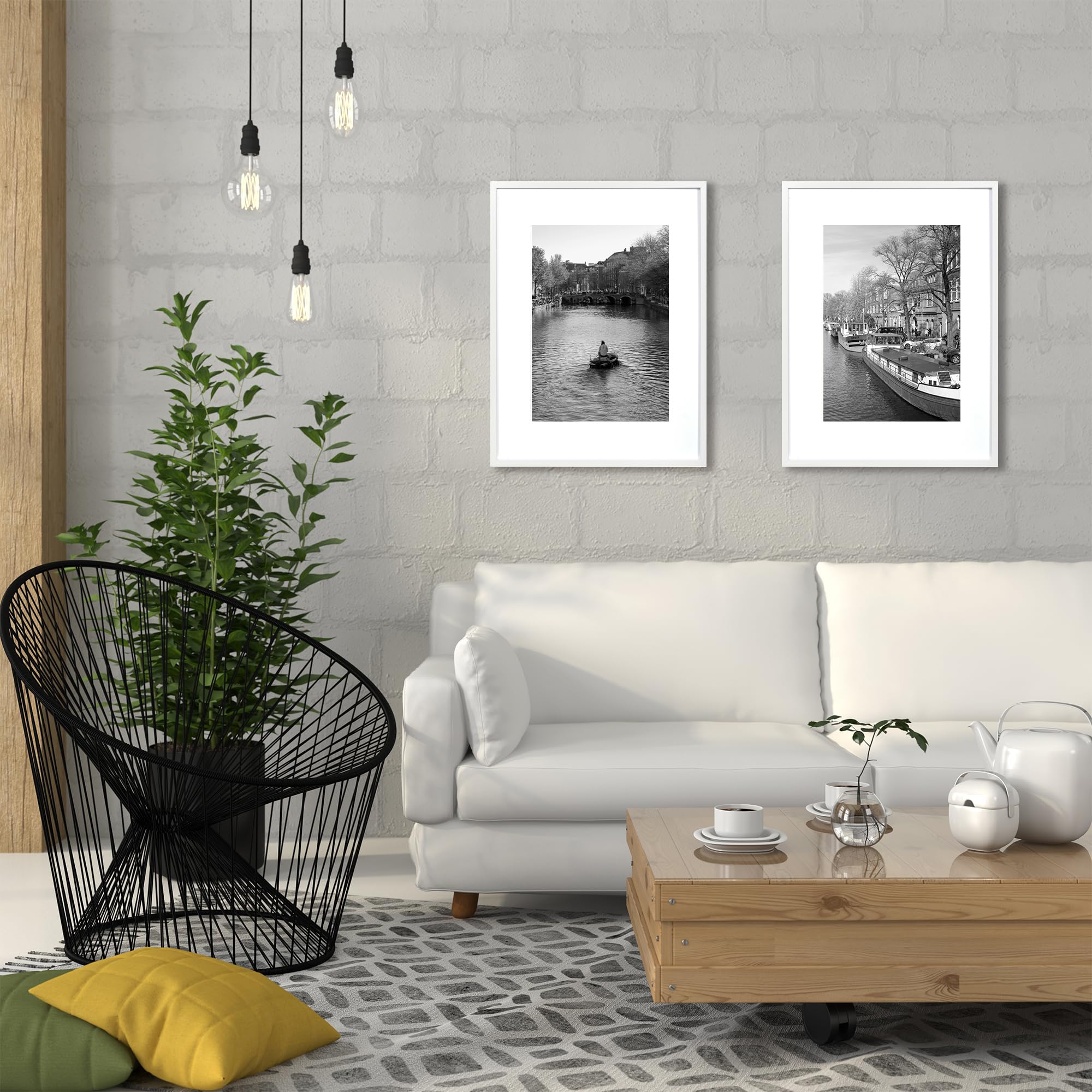 KAIWIN 30x40 Picture Frame White Set of 2, Wooden Poster Frame suitable for A4 with mat - Image 3