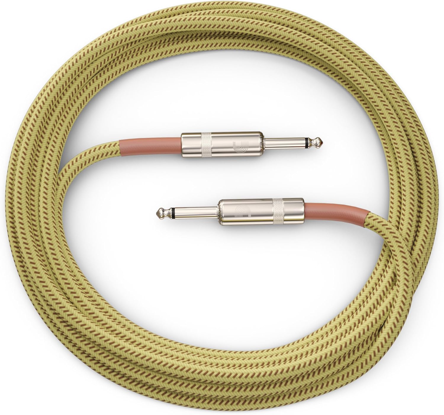 D'Addario Guitar Cable - Guitar Lead - Instrument Cable - Guitar Accessories - Custom Series Braided Cable - 20 Feet/7.62 Meters - Tweed - 1 Pack