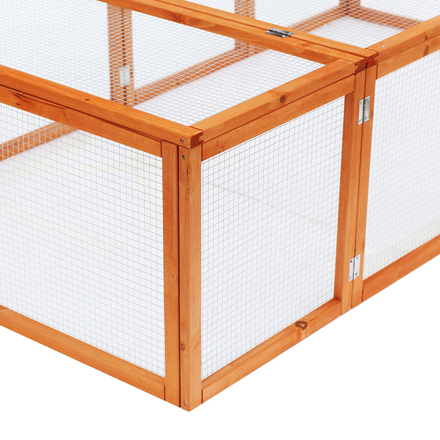 PawHut Clapier Cage à Lapins extérieur intérieur 2 Portes supérieures 181L x 100l x 48H cm Bois Massif Marron | Extérieur Intérieur, 2 Portes Supérieures, Bois Massif