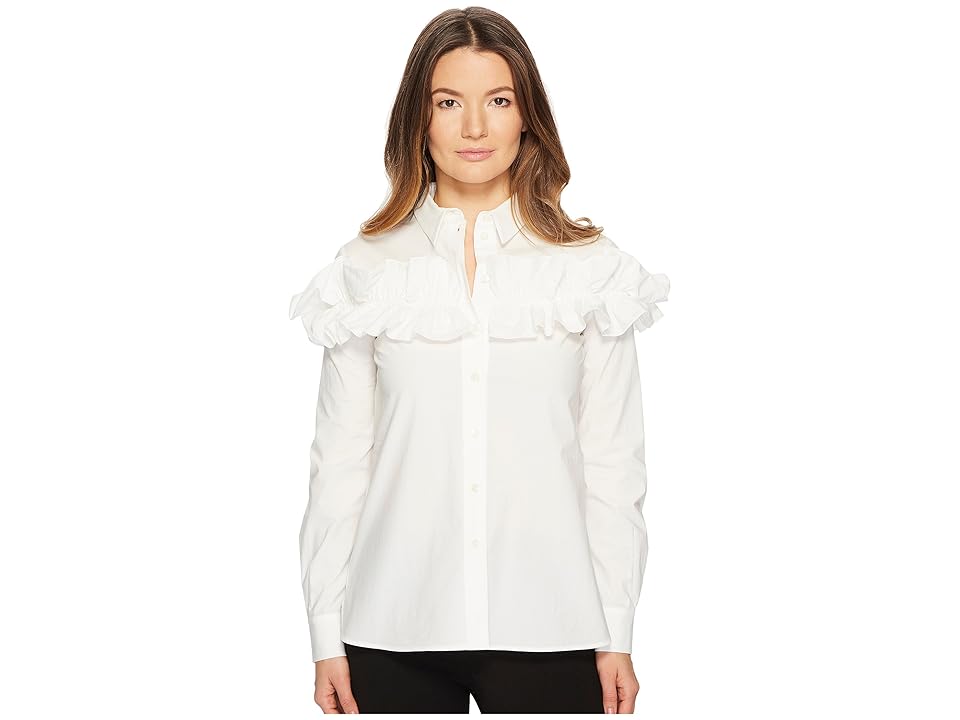 

Boutique Moschino Ruffle Blouse (White) Women's Blouse