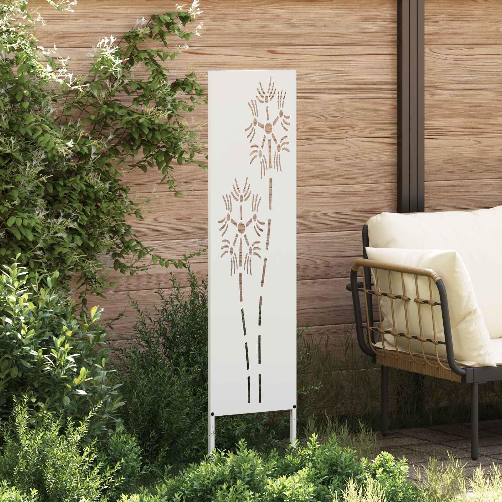 Écran de Jardin Acier Blanc 32 x 140 cm