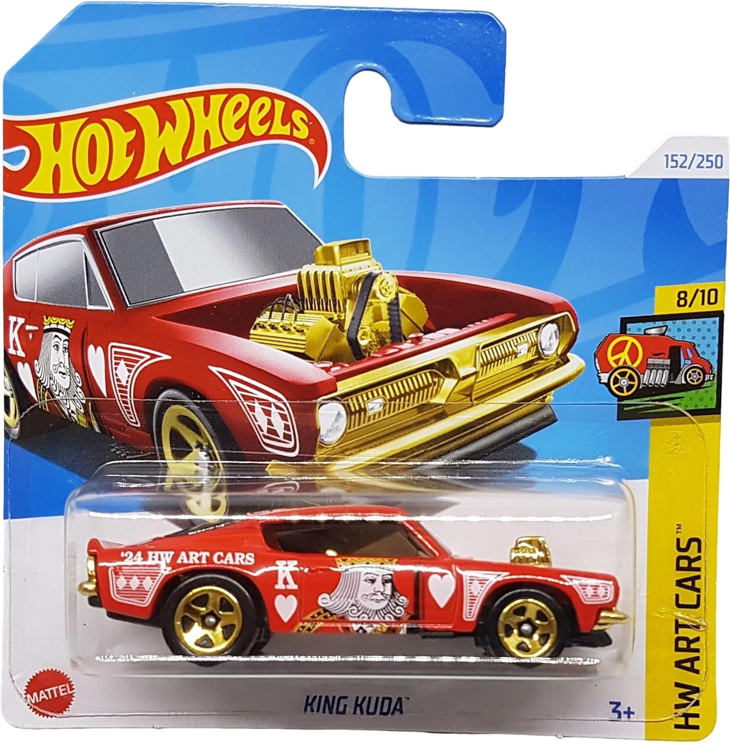 Hot Wheels - King Kuda - HW Art Cars 8/10 - HTD73 - Short Card - Chrysler - Red - Mattel 2024 - 1:64