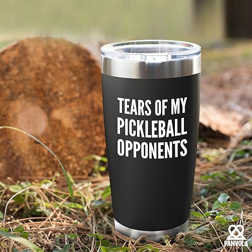 Miniatura 6 de Panvola Tears of My Pickleball - Vaso de acero inoxidable con aislamiento al vacío para papá, mamá, abuelo, abuela, con tapa extraíble y popote (20