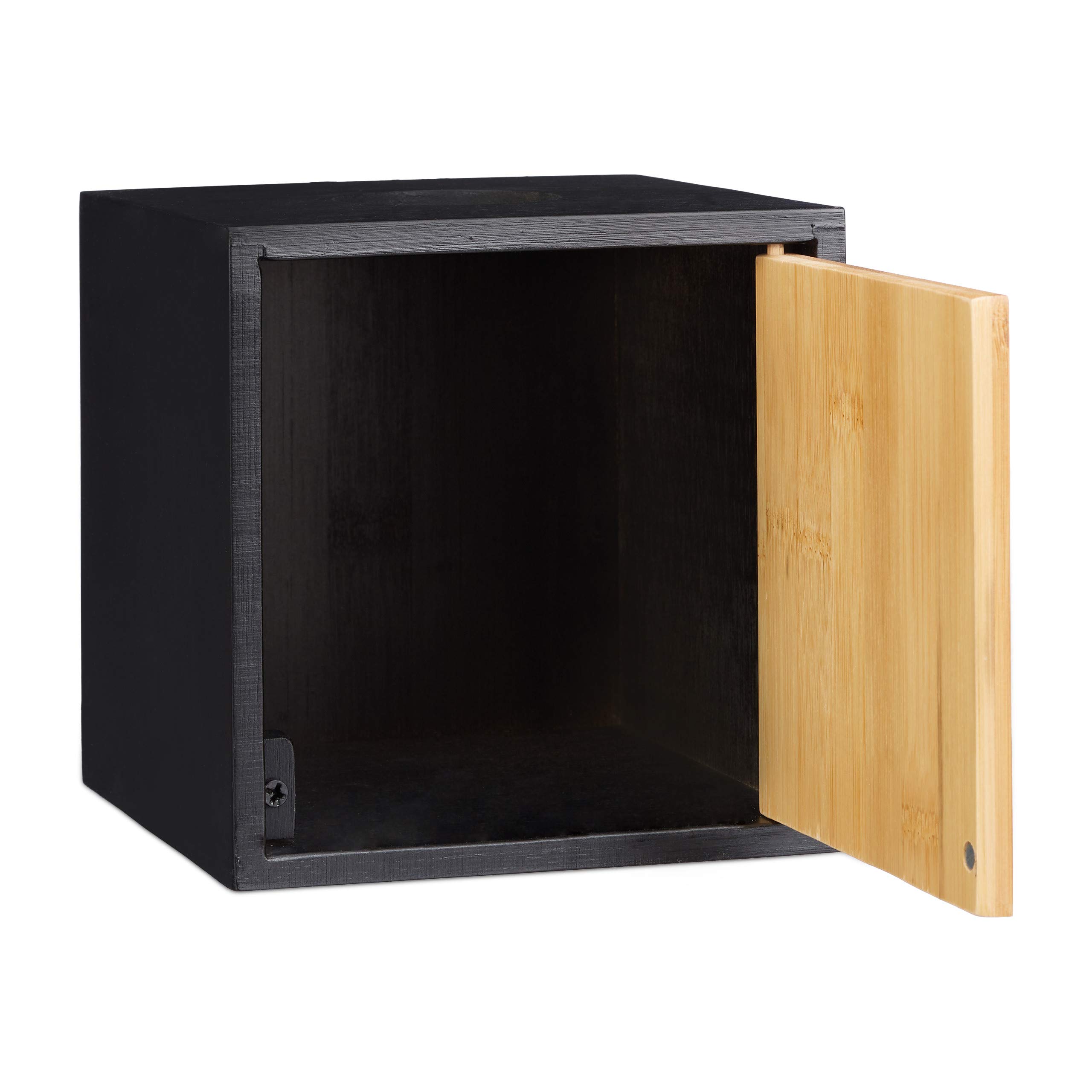 Relaxdays Portasalviette scatola porta fazzoletti quadrato porta-cosmetici in bambù HxLxP: 14,5 x 14,5 x 14,5 cm nero
