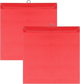 2 Pce 18 x 18 Inch Red Mesh Safety Warning Flag for Trucks & Trailers | Red Mesh Flag for Truck Loads, Warning Flag with Wire Loop, Bright Red High-Vis, Boosts Safety for Heavy & Oversize Loads