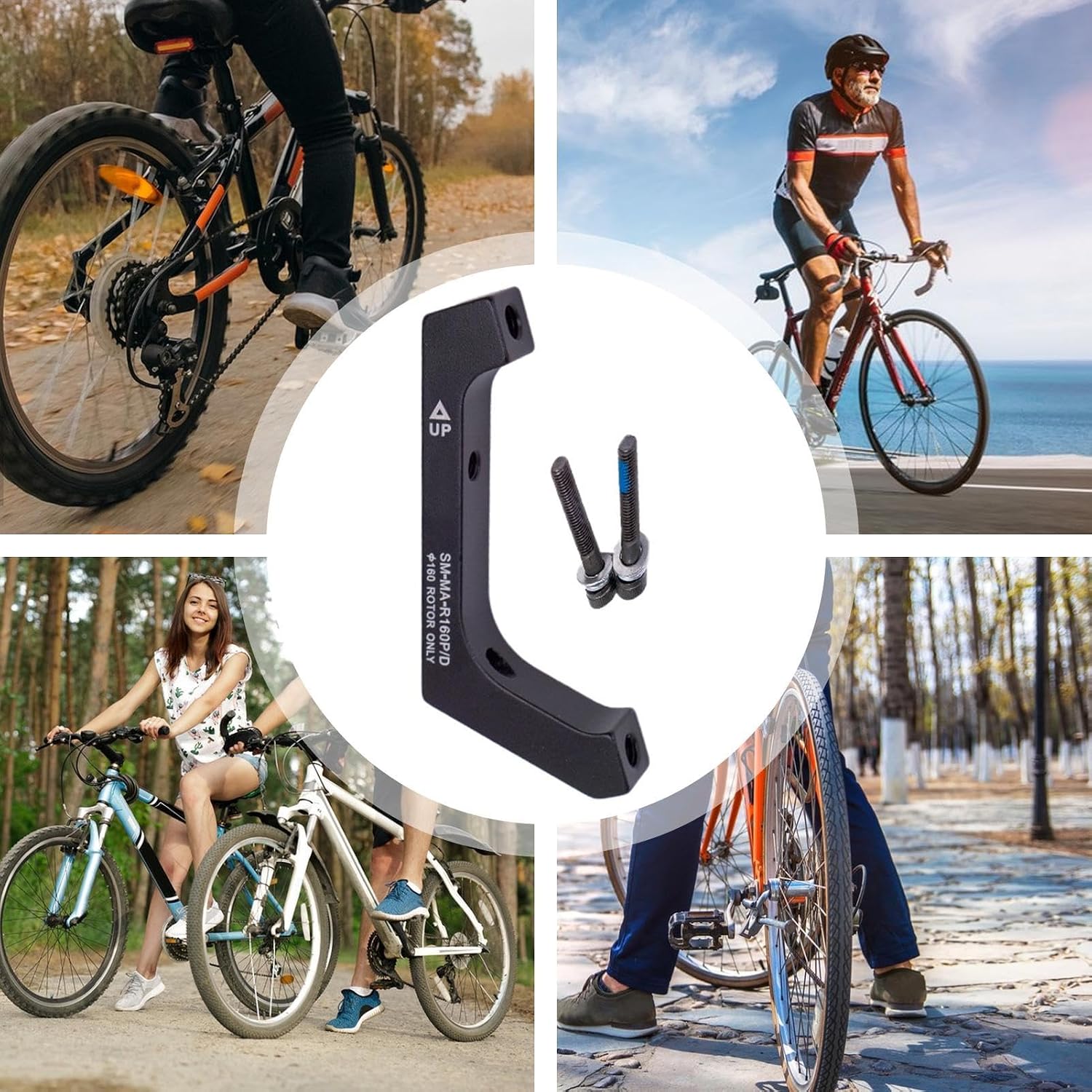 Flat Mount to Post Mount Adapter Black Brake Flat Mount Adapter 140mm/160mm | Bike User Friendly Lightweight Black Bike Accessories Clamp Adapter for Road Bicycle Bikers