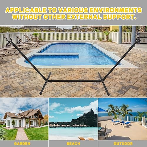Miniatura 2 de KUAFU Hamaca de 104 pulgadas de largo x 46 pulgadas de ancho con funda de transporte portátil resistente a la intemperie, marco de metal de acero