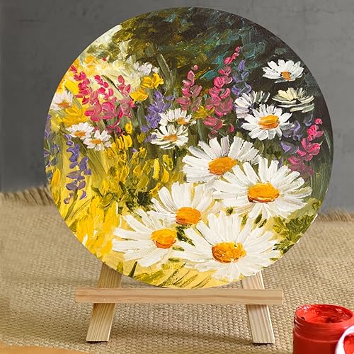 Miniatura 5 de Frcctre Paquete de 6 paneles de lienzo redondos de 12 pulgadas, tableros de lienzo de pintura en blanco preestirados, paneles de lienzo de arte