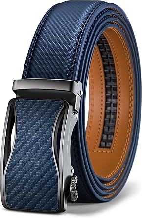 BULLIANT Mens Ratchet Belt,Leather Adjustable Slide Belt For Gift Mens Dress Casual 1 3/8",Size Adjustable
