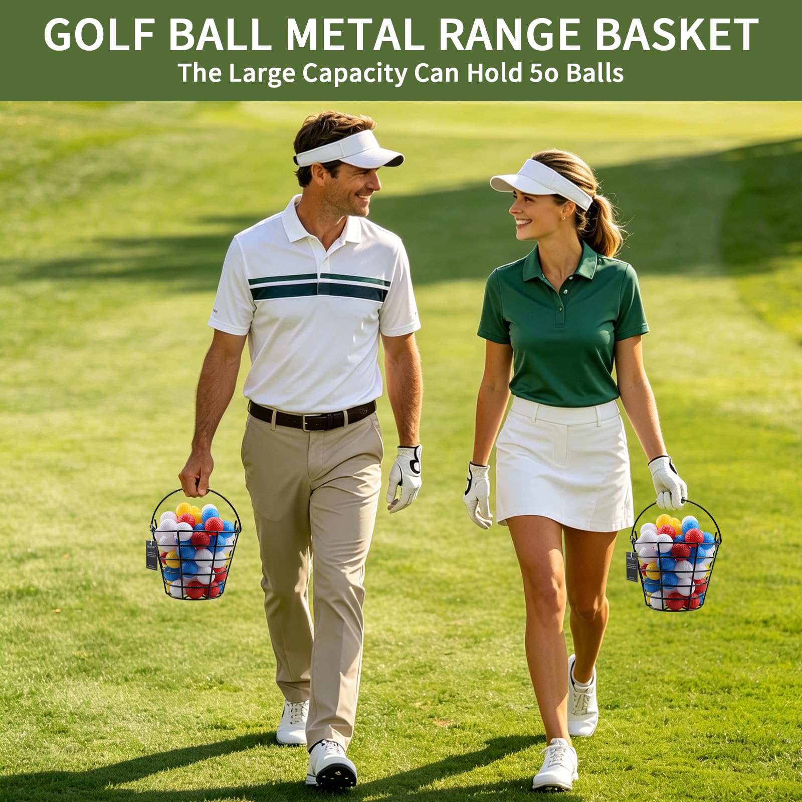 CRESTGOLF Cesta de golf de metal inoxidable para pelotas de golf