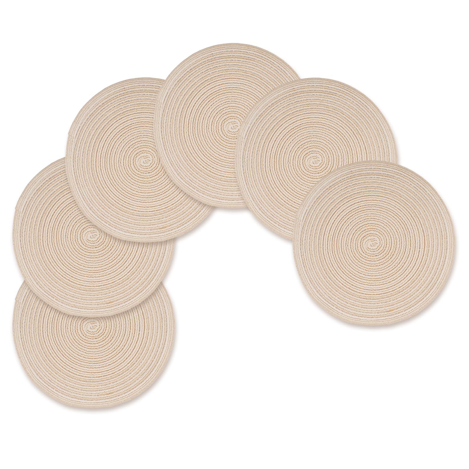 Placemats and Coaster Set 6 Washable Heat Resistant Round Table Mats Woven Placemats for Family Parties Festive and Weddings