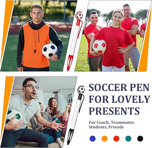 Miniatura 3 de Chinco 30 bolígrafos de fútbol de 0.039 in para fiesta de fútbol, color negro, retráctil, punta media para oficina, suministros escolares, regalos