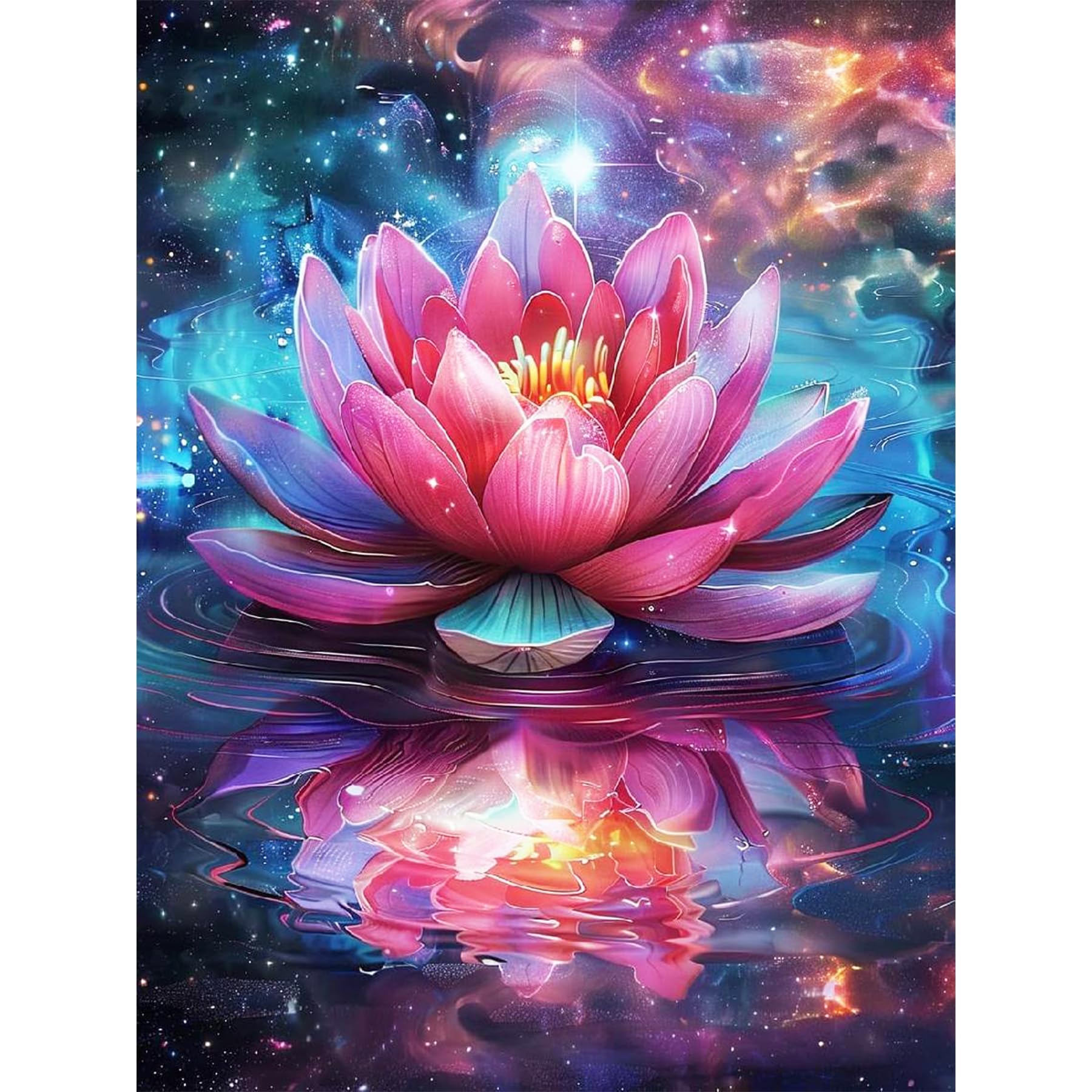 Bowetile Lotus Flower Diamond Painting Art Kits for Adults, 5D DIY Gem Art Painting Kits, Full Drill Landscape Painting Rhinestone Embroidery Pictures for Beginners, Home Wall Decor 30x40cm — image 1