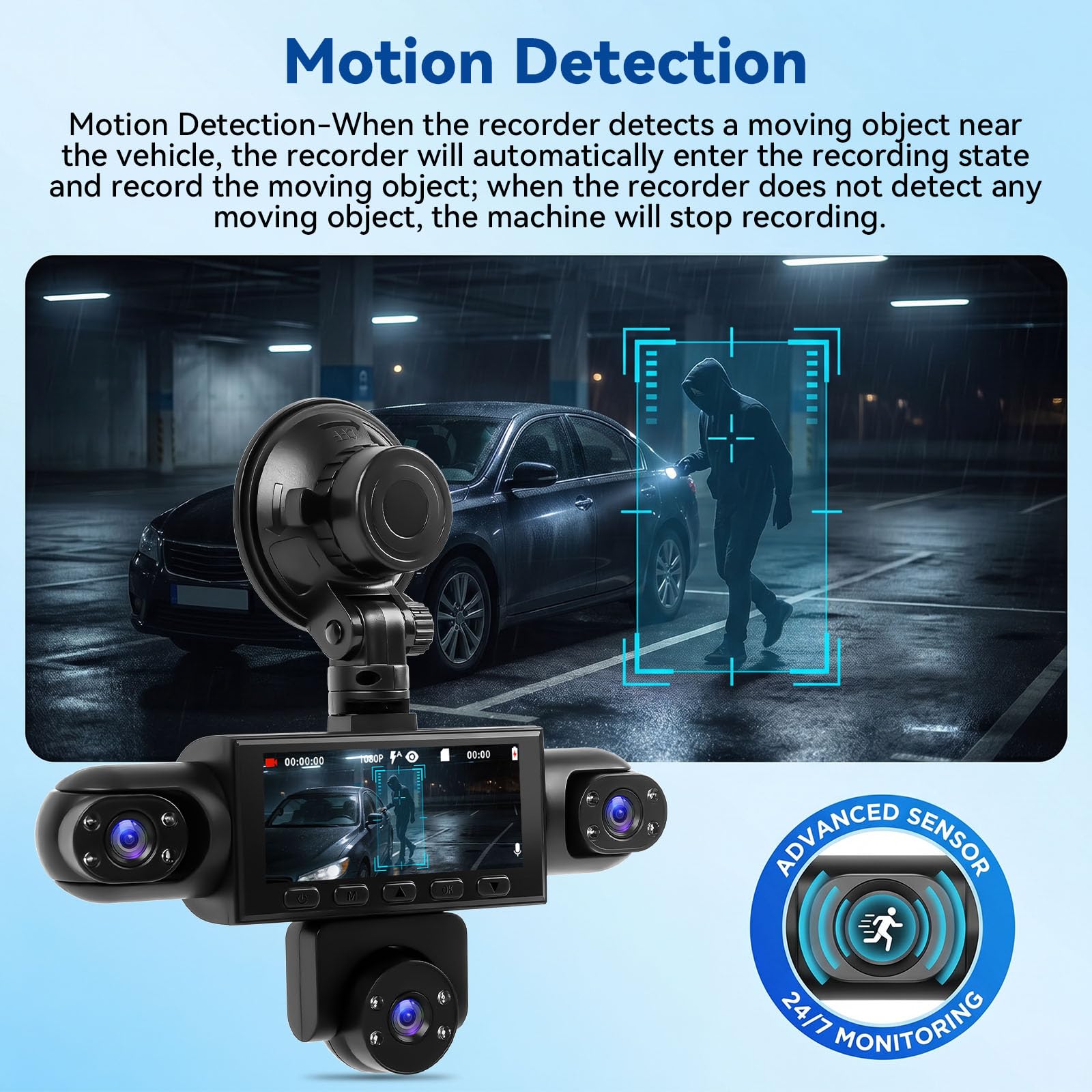 Caméra Embarquée pour Voiture 5 Camera 3,16" Vision Panoramique 360° Full HD 1080p Surveillance Stationnement Détection Mouvement DVR pour Voiture Assistance Marche Arrière Enregistrement en Boucle