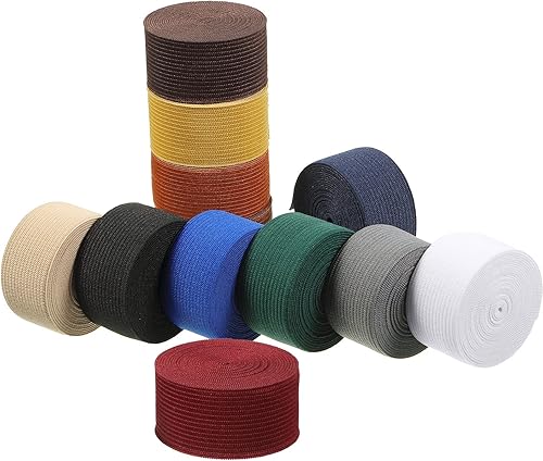 Miniatura 41 de WILLBOND 12 rollos de banda elástica colorida plegable, banda elástica resistente, banda plana de punto para costura, manualidades, puños de edredón