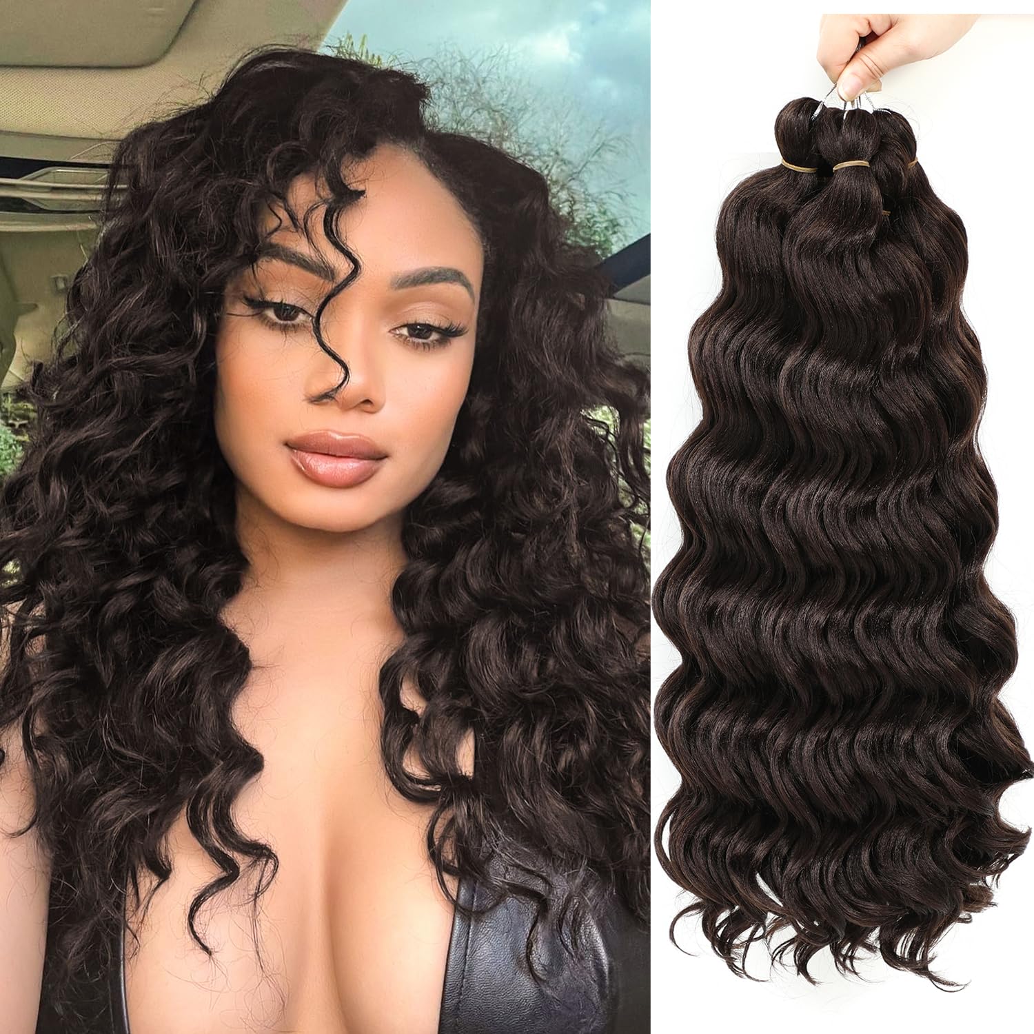 Ocean Wave Crochet Hair 14Inch 8 Packs Deep Wave Crochet Hair Curly Braiding Hair Synthetic Wet and Wavy Crochet hair For Black Women 4#