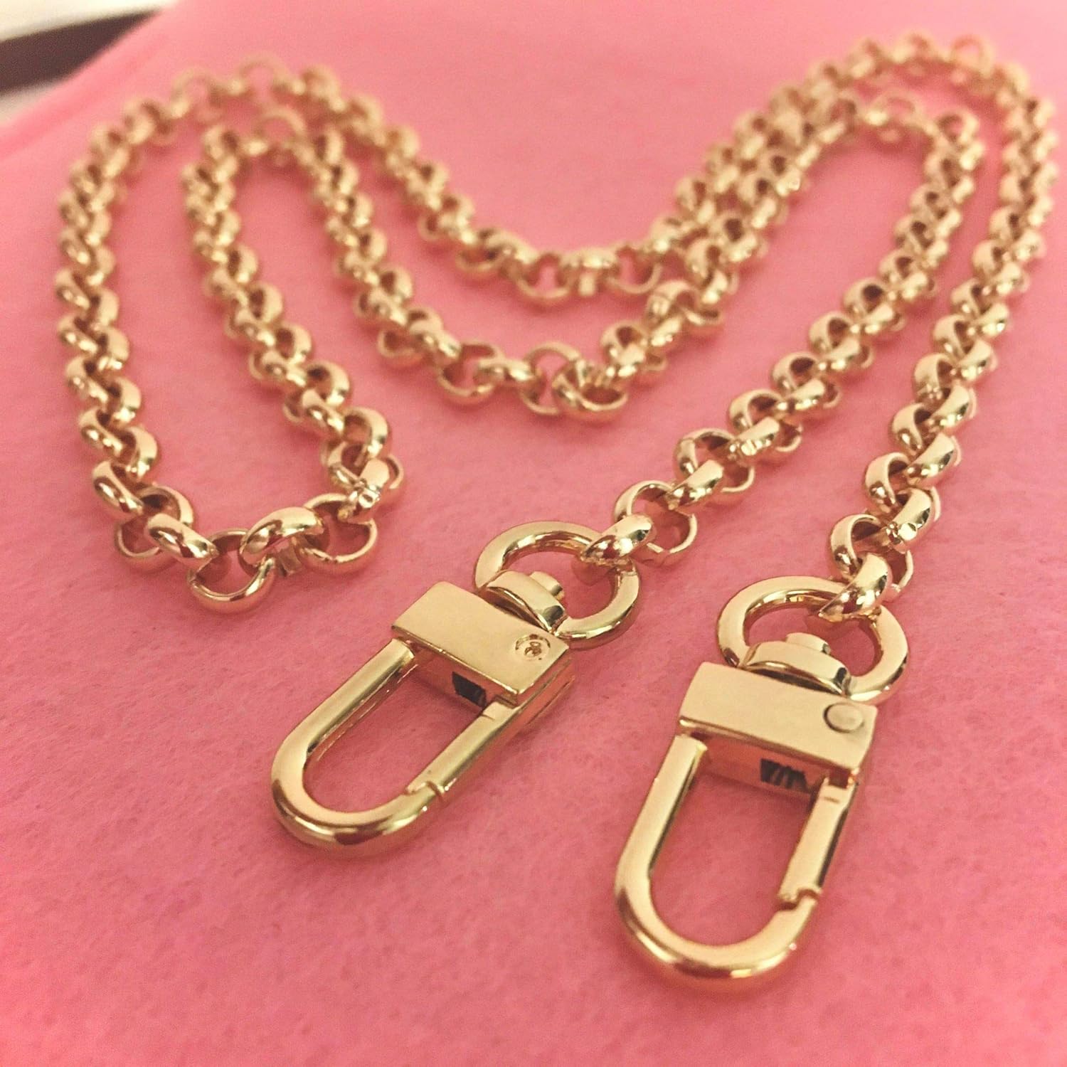 NEXT FASHION O Chain Strap Gold Purse Chain (7mm) Wide Polished Crossbody Shoulder Strap - 48" / 120centimeters