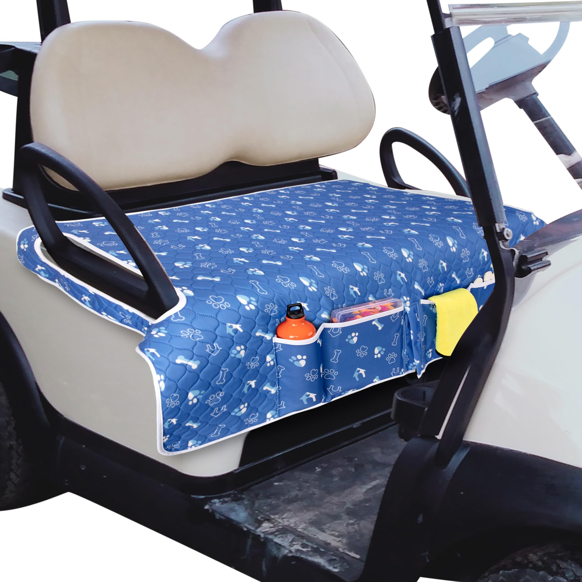 PGmoon Golf Cart Seat Covers with 4 Front Pockets & Nonskid Bottom