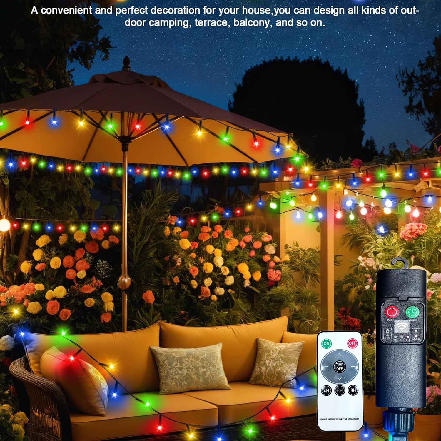Cadena de luces LED recargable por USB, con mando a distancia, 8 modos, impermeable, funciona con pilas, alambre de cobre, luces de hadas para bodas (multicolor, 30 m, 300 LED)