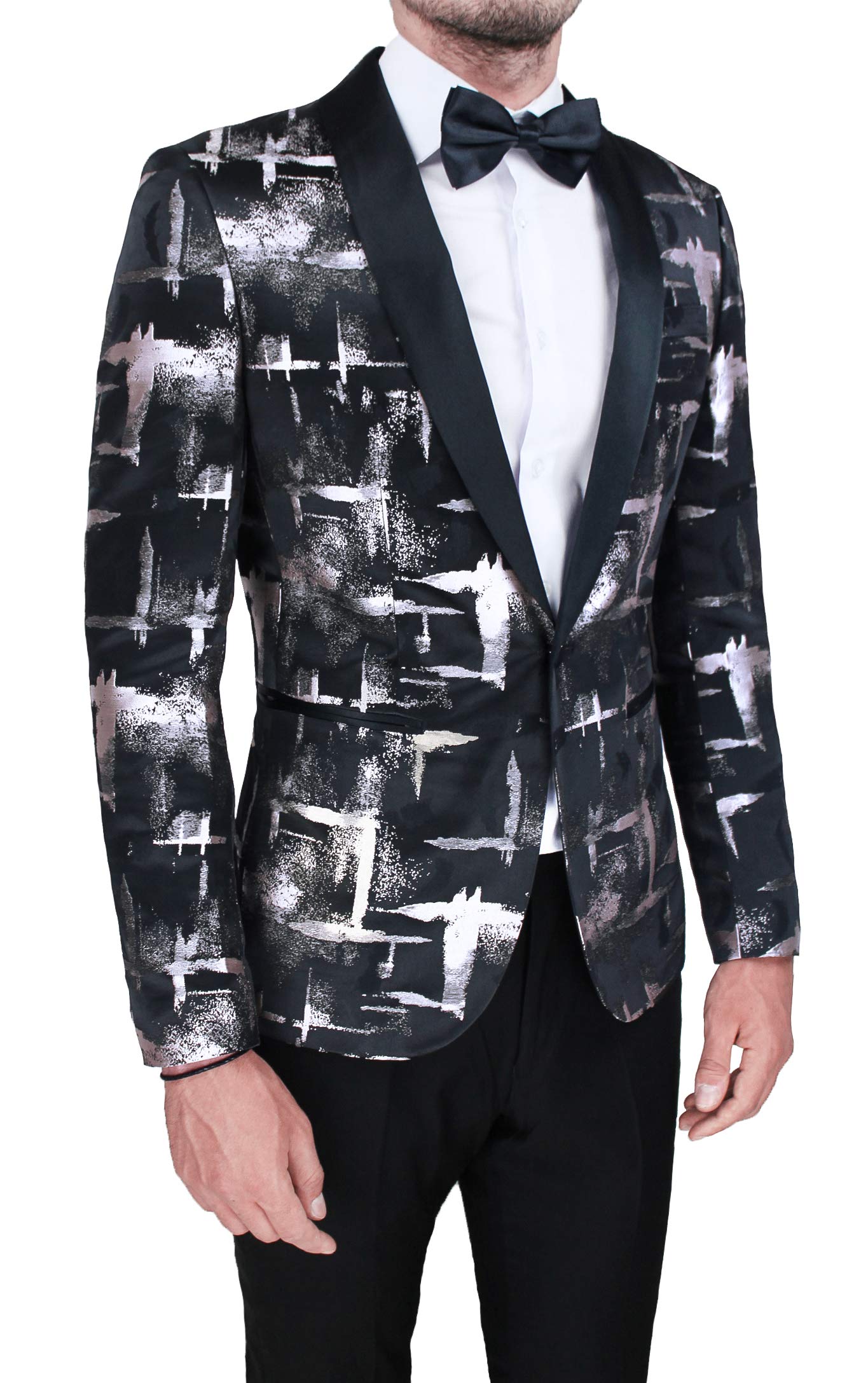 Evoga Abito Completo Uomo Class Sartoriale Damascato Elegante Smoking Vestito Cerimonia