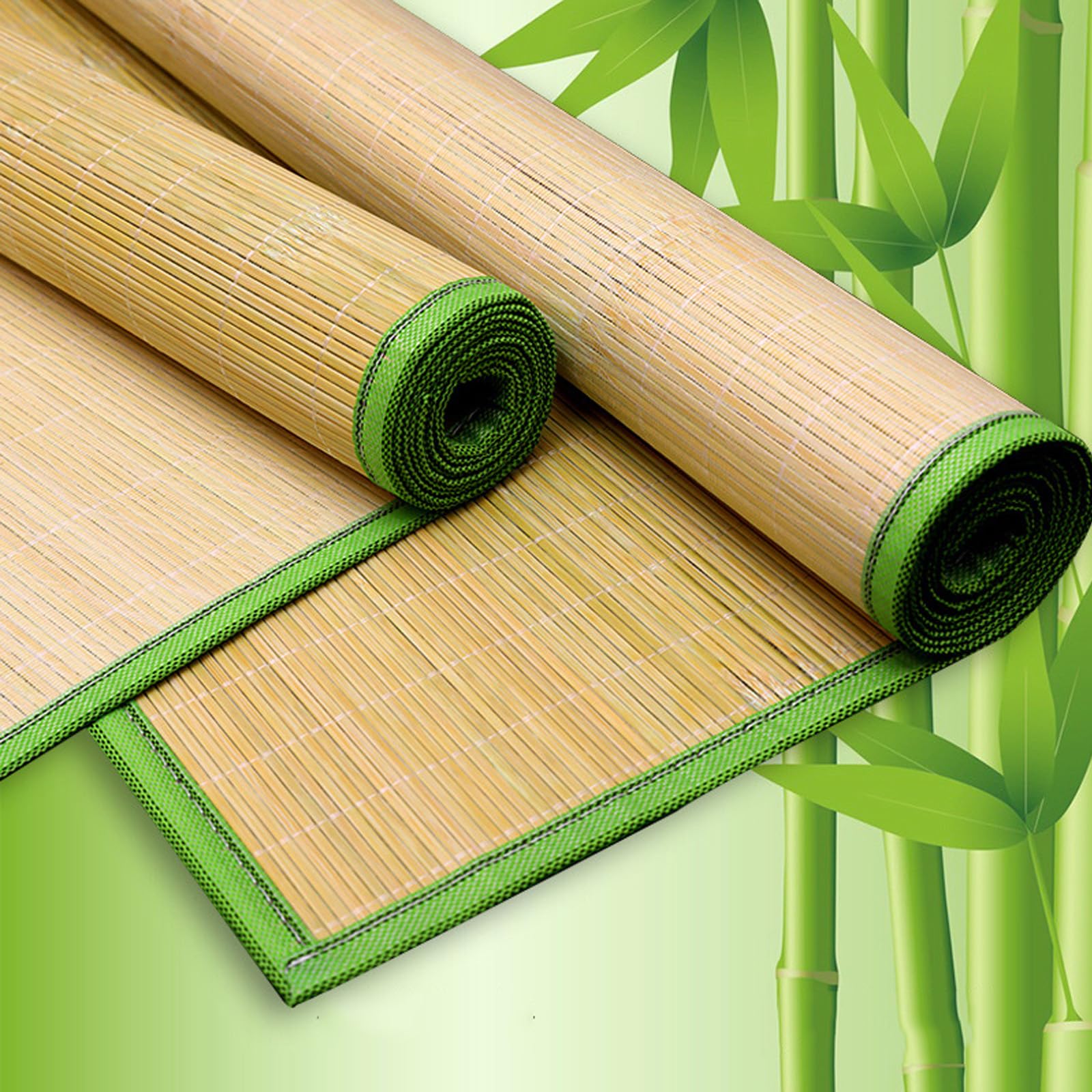 LOMNCHSG Bamboo Rattan Mat Bed, Bamboo Cooling Mattress Pad Set for Home Dorm Summer with Pillowcases Multiple Sizes(150x200Cm(59x79In))