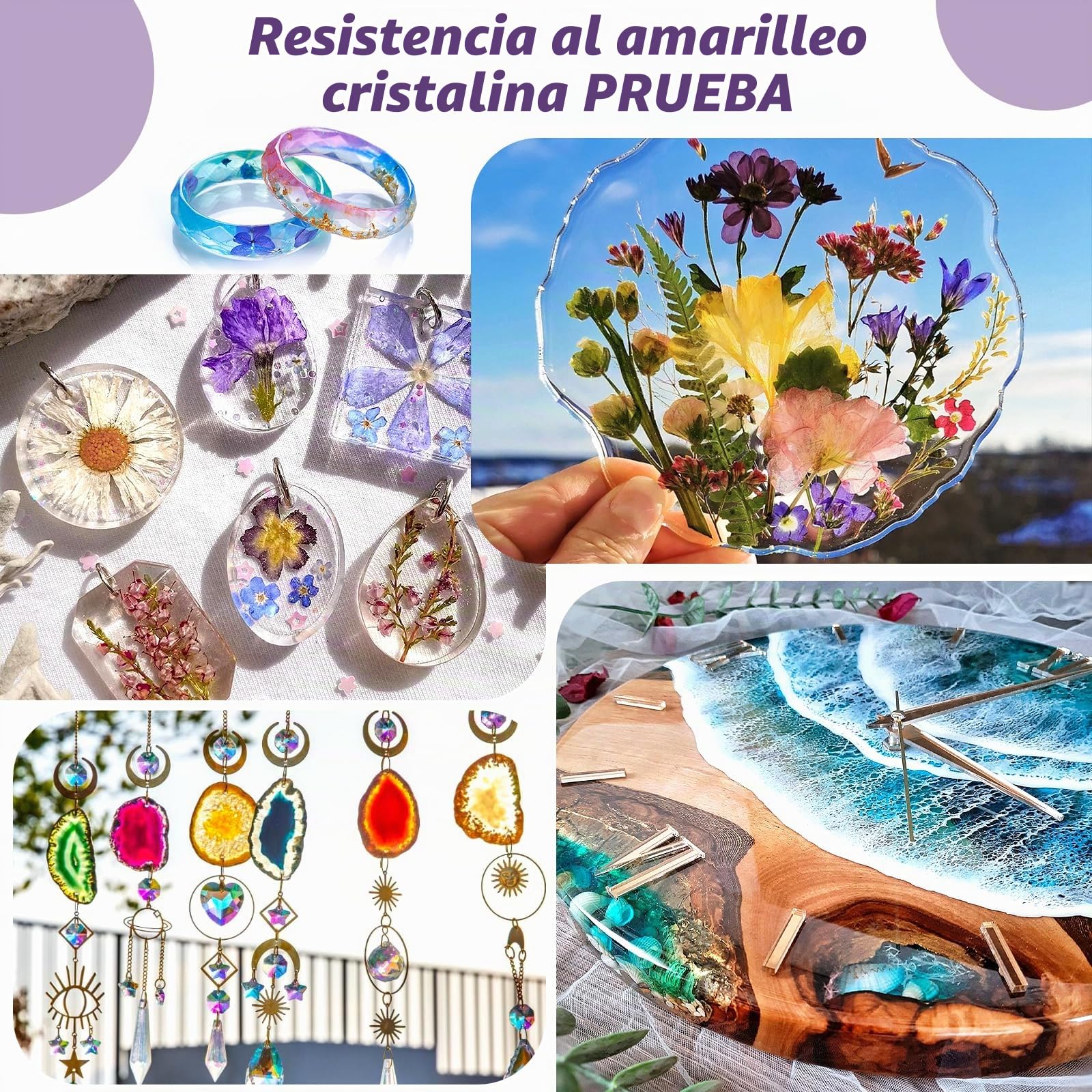 Kit Resina Epoxy Transparente 4L/135.2oz, 1:1 Relación, para Manualidades, Hacer Llaveros, Molde, Joyería, Mesa, Madera, DIY, Posavasos