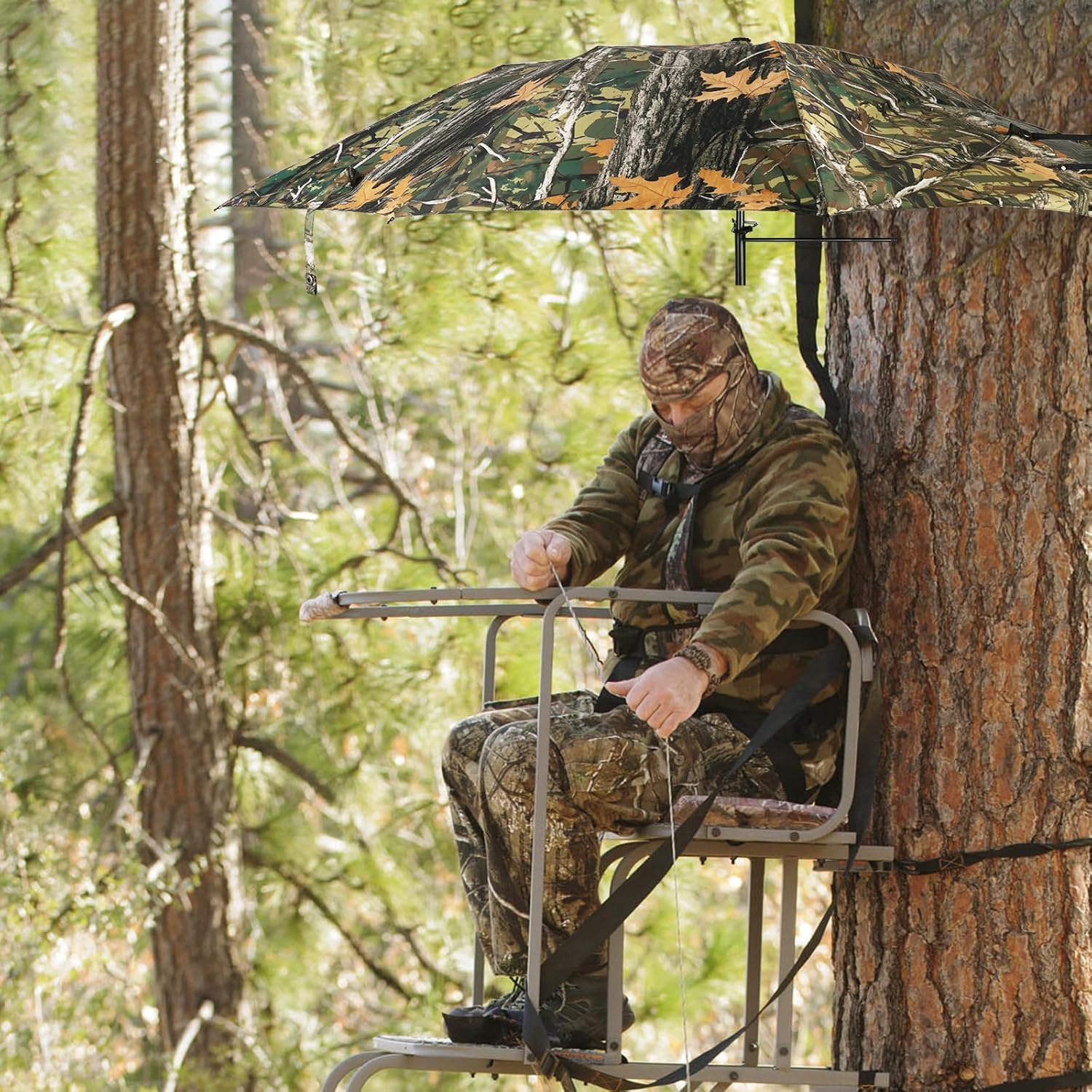 Tree Stand Umbrella, 57" Portable Camo Deer Hunting Accessories for Men, Tree Stand Accessories for Ground Blind Shield