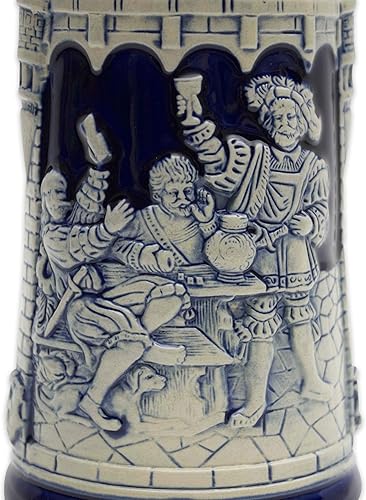 Miniatura 7 de Taza de cerveza azul cobalto de 0.6 litros, taza de cerveza grabada con castillo festivo, regalo de cerveza ideal para hombres, taza de jarra